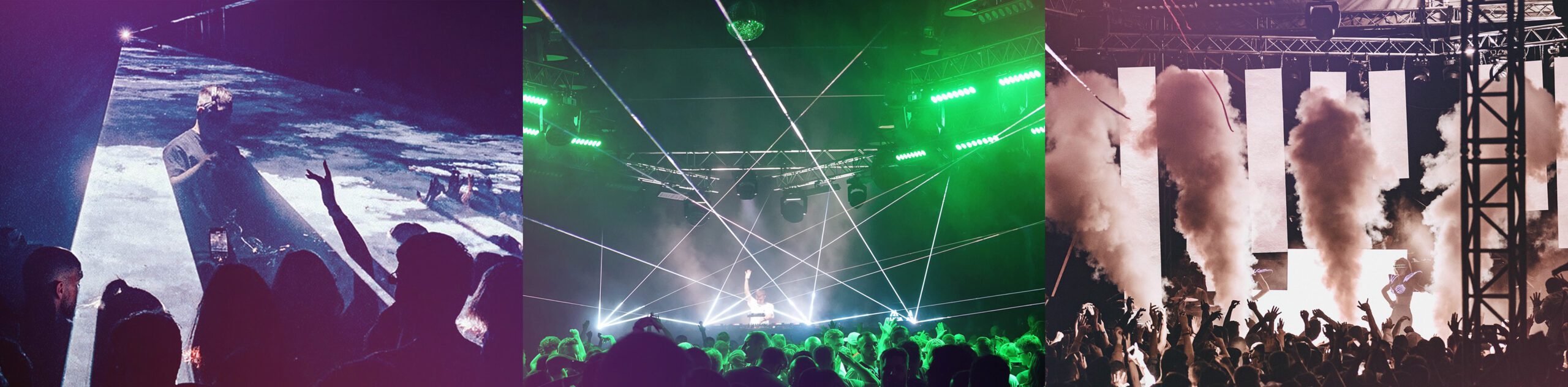 Musikalisches Konzert mit Laserlicht und Rauch.