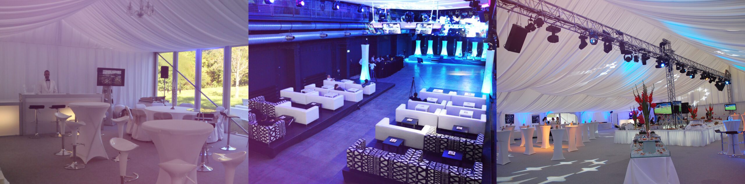 Moderne Innenräume für beleuchtete Event-Arrangements.