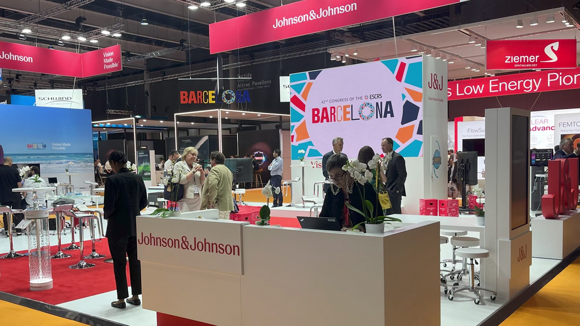 Stánok Johnson and Johnson na veľtrhu v Barcelone