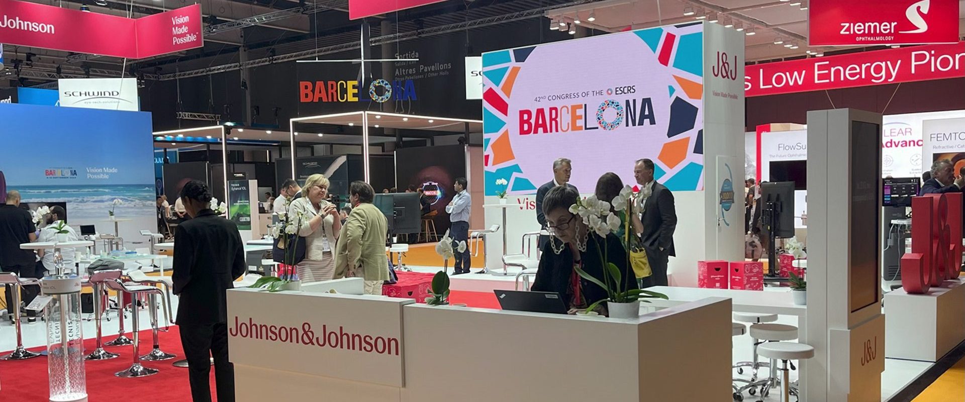 Stánok Johnson and Johnson na veľtrhu v Barcelone